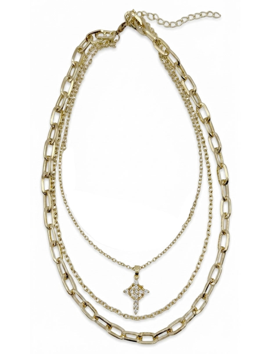 Collar con dije cruz de oro laminado 10 k 12