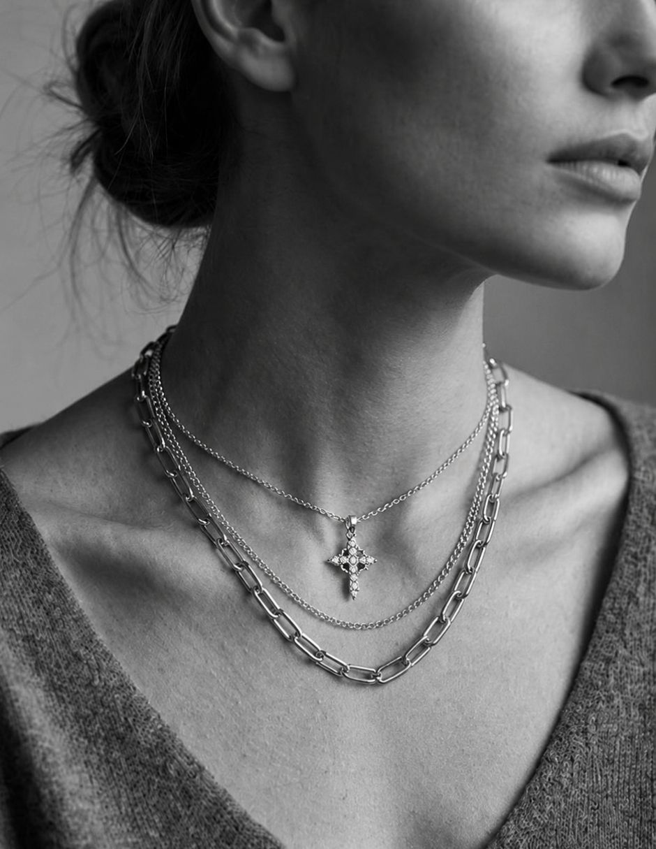 Collar con dije cruz de oro laminado 10 k 11