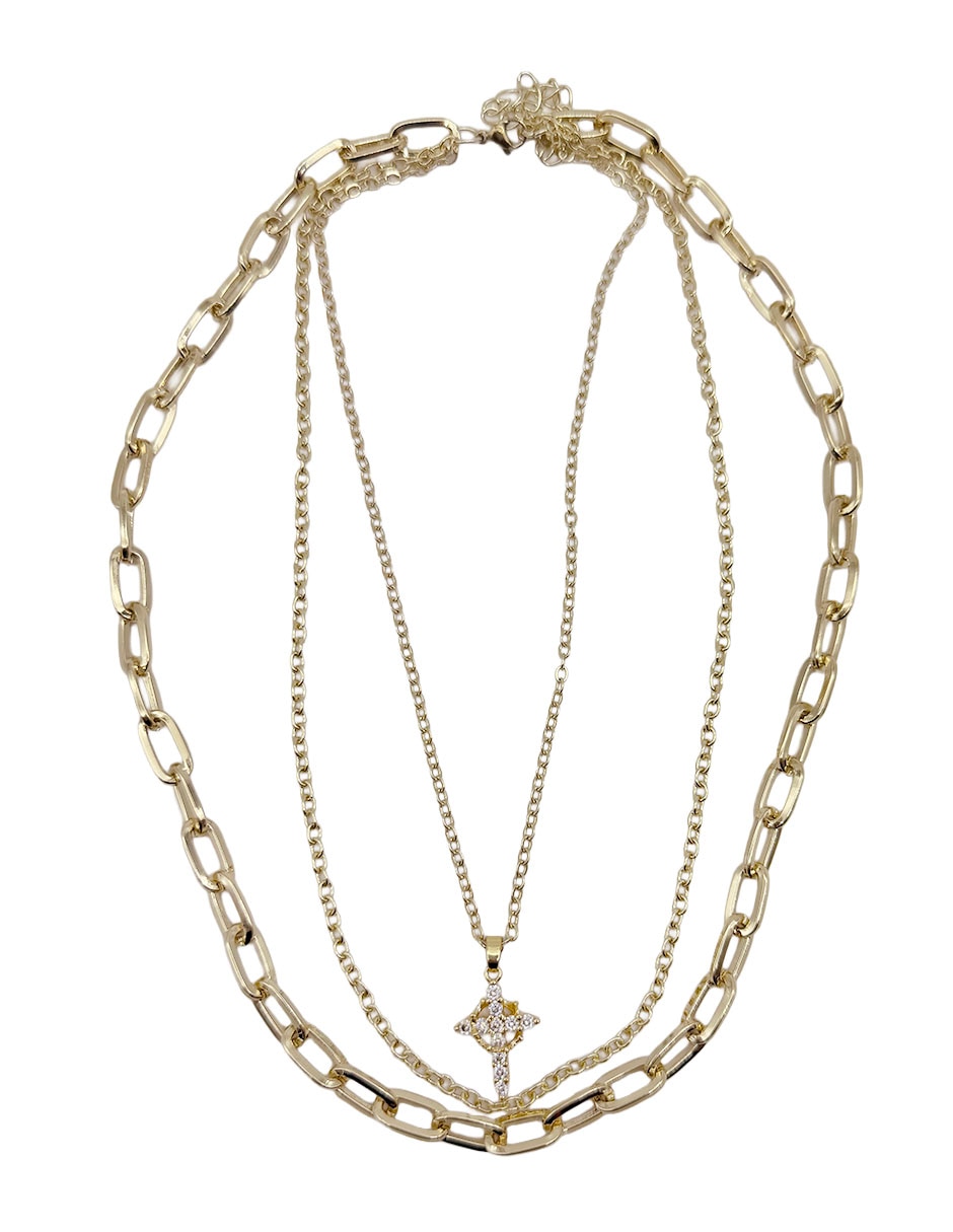 Collar con dije cruz de oro laminado 10 k 2