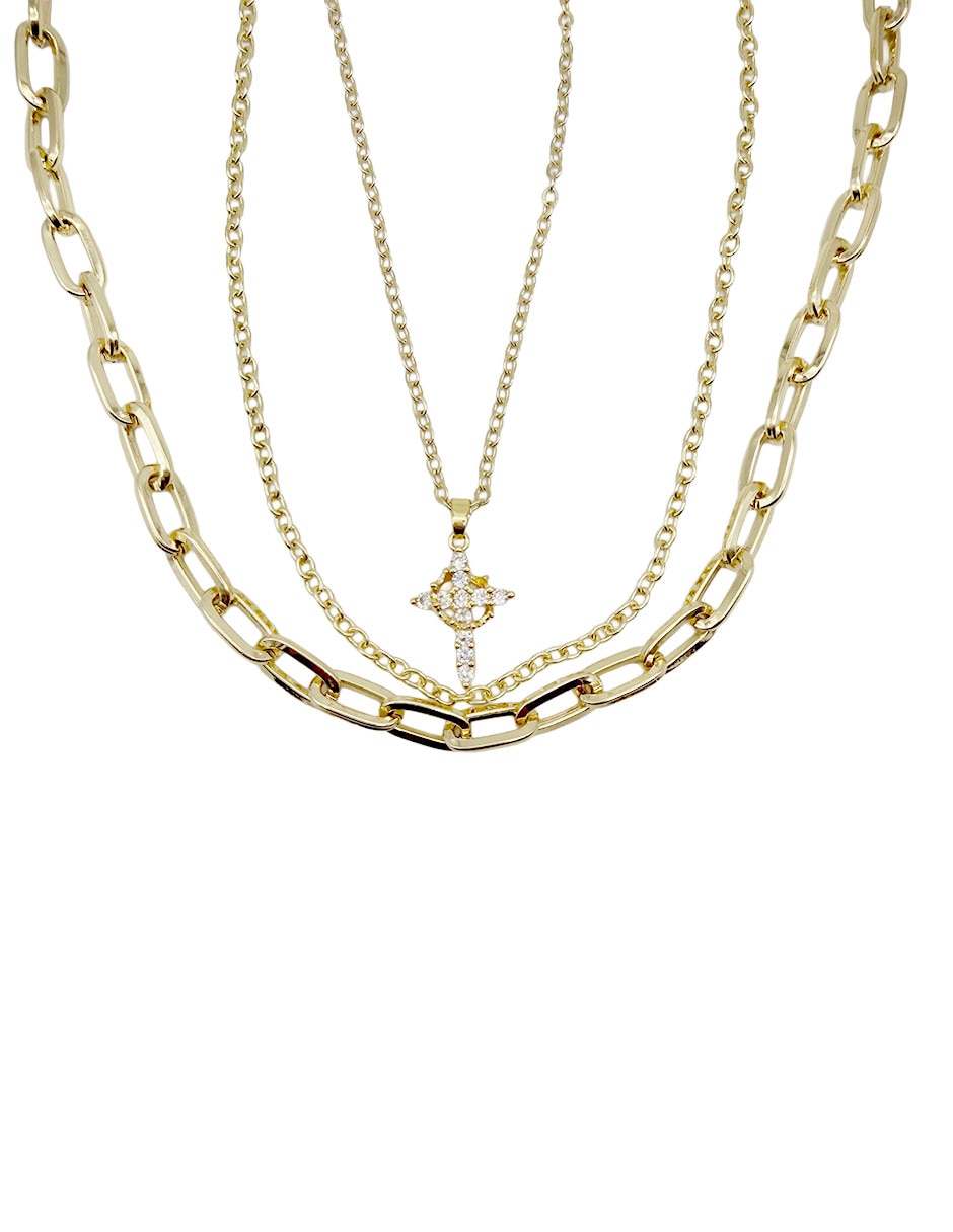 Collar con dije cruz de oro laminado 10 k 8
