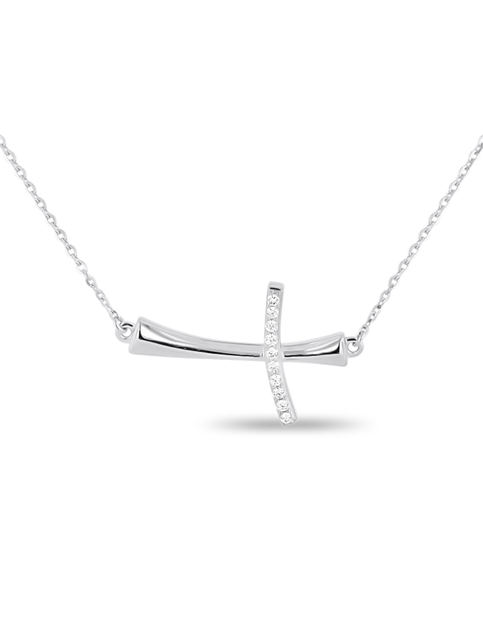 Dije de cruz de oro blanco 14 K