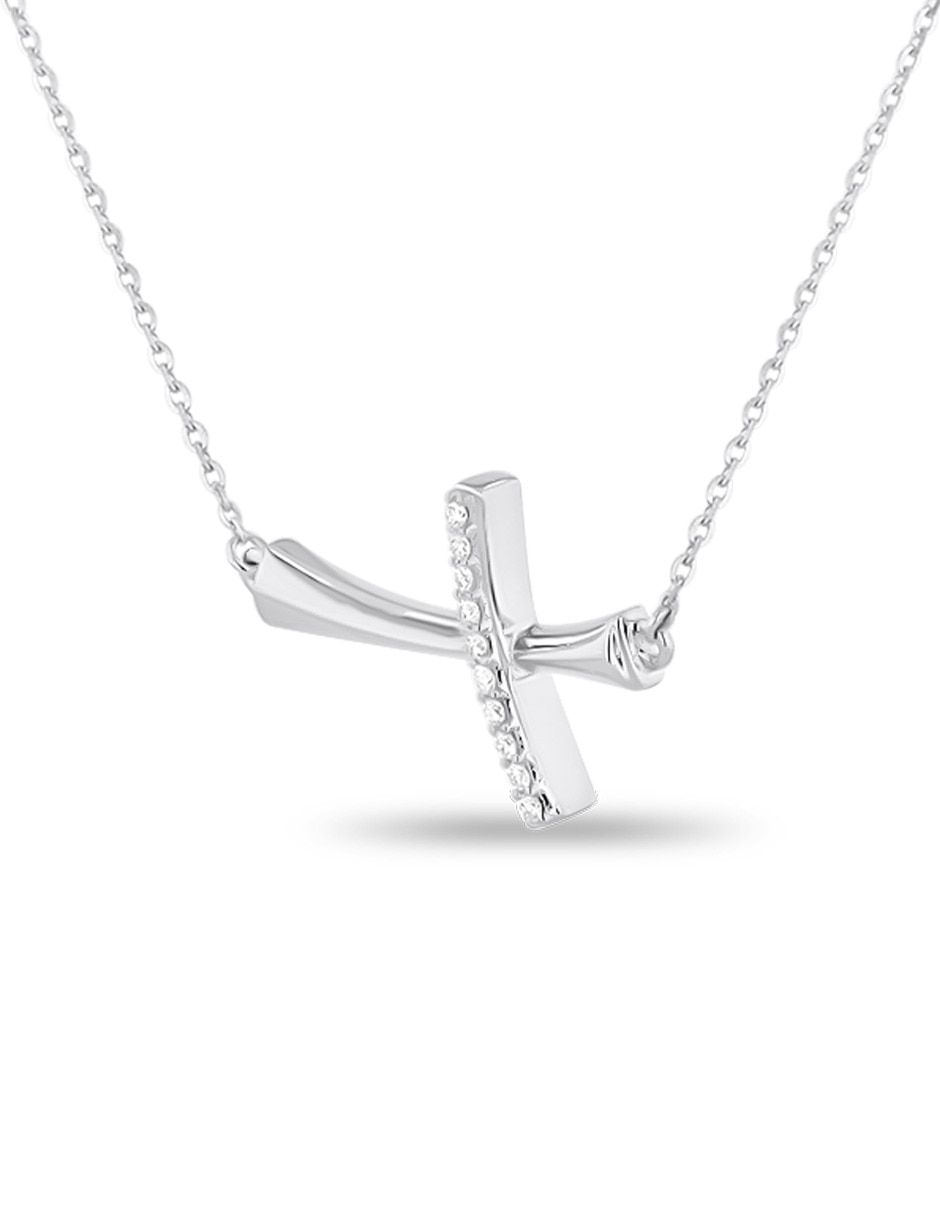 Dije de cruz de oro blanco 14 K 3